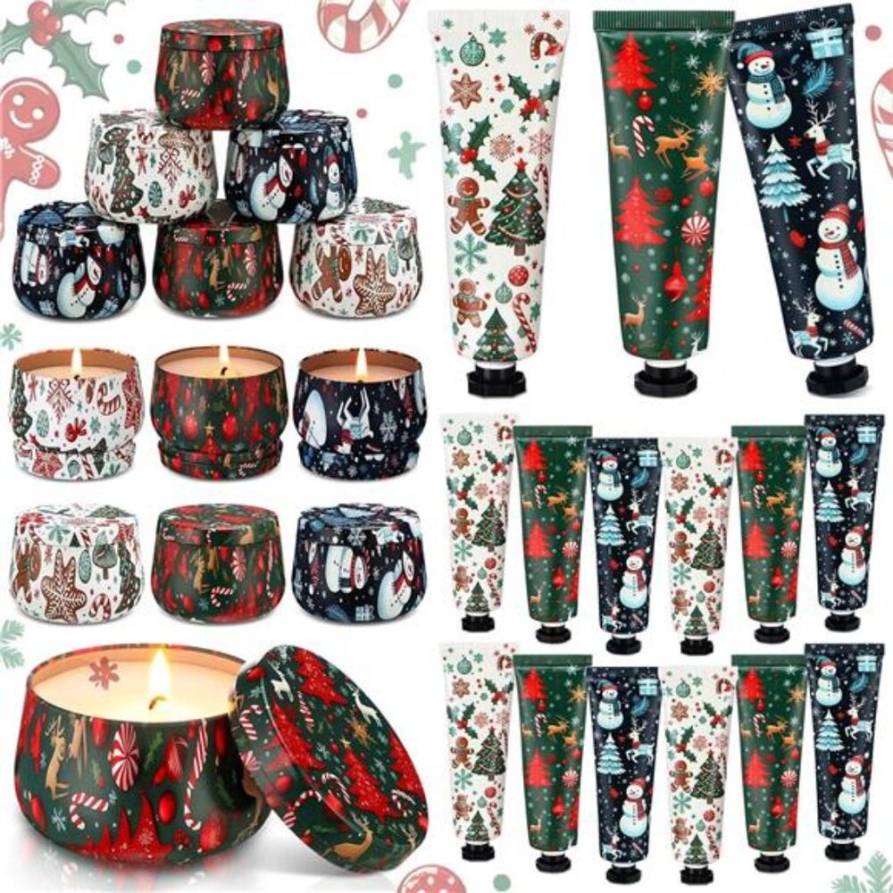 12sets/24pcs Christmas Bulk Gifts for Women 3.5oz Scented Candles & Hand Cream‎